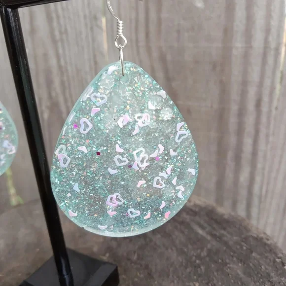 Teardrop Glitter Earrings - Picture 3 of 5